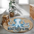 thumbnail image 3 of Vintage Octopus Round Area Rug 3.3Ft Washable Circle Rugs for Dining Room Table, Brown Nautical Anchor Bubbles Coastal Non-Slip Carpet Floor Mats Indoor Outdoor Carpet Runner Aesthetic Home Decor, 3 of 8