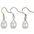 thumbnail image 2 of Pendientes colgantes de perlas de agua dulce naturales en forma de lágrima para mujer, dorados, 2 of 4