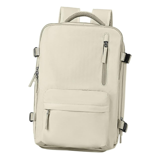 Mochila unisex para portátil, impermeable, con compartimento para equipaje, bolso de hombro Beige