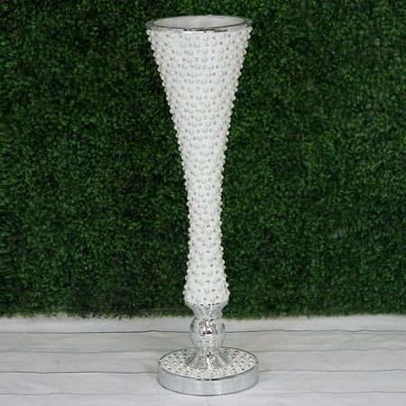 Efavormart 41 Silver Mosaic Mirror Trumpet Vase Floor Decor
