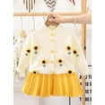 thumbnail image 2 of Suealasg Little Girls Fall Outfits 6M 1T 2T 3T 4T Kids Girls Long Sleeve Strawberry Grape Sunflower Print Ribbed Cardigan A-Line Pleated Skirt Set 2Pcs Cute Autumn Clothes for Toddler Girls, 2 of 3