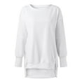 thumbnail image 4 of Women's Plus Size Tops Winter Stretch Crewneck Long-sleeved Dolman Off the Shoulder Curve Hem Solid Color Leisure Ribbed Knit Top(White,L), 4 of 5