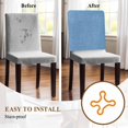 thumbnail image 4 of Blue Burlap Texture Chair Back Cover for Dining Room Set of 4, Farmhouse Vintage Blue Removable Kitchen Chair Slipcovers, Washable Seat Protector for Restaurant Party Banquet Wedding Décor, 4 of 9