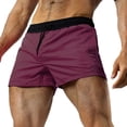 thumbnail image 2 of Sngxgn Men's Casual Shorts Linen Flat Front Shorts Elastic Waist Summer Beach Shorts(Purple,M), 2 of 9
