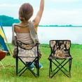 thumbnail image 5 of WOBOGO Brown and Beige Flowers Pattern Camping Chair Convenient Four Corner Backrest Folding Stool Can Hold Up to 220lbs, 5 of 8