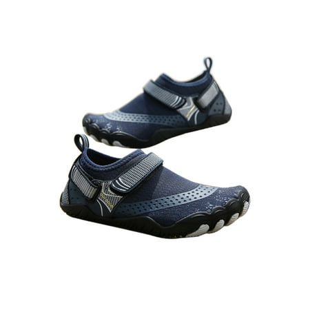 

Eloshman Unisex Water Shoes Slip On Aqua Socks Quick Dry Beach Shoe Yoga Comfort Barefoot Flats Anti-Slip Navy Blue 2Y