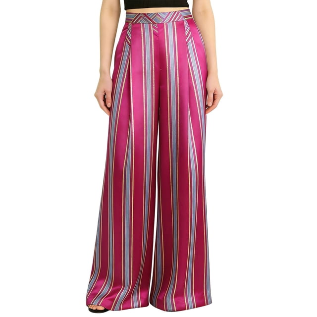 Mujeres Estiramiento Satén Pantalones Impresos Casual de Moda Longitud Regular para Primavera Verano
