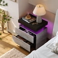 thumbnail image 2 of Cubehom Nightstand LED Bedside Table with 2 Drawers Modern Wood for Adults Bedroom Room Grey, 2 of 5