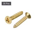 thumbnail image 3 of Uxcell M4x25mm Brass Wood Screws, Phillips Flat Head Self Tapping Connector 30 Pack, 3 of 5