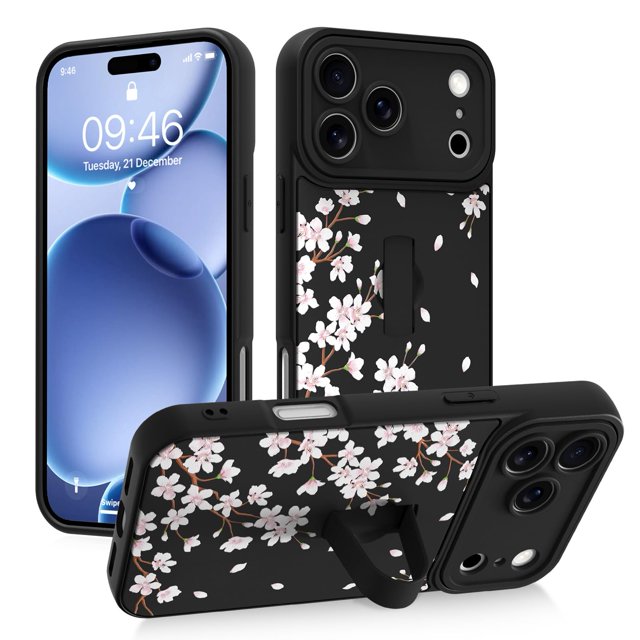Gukalong Funda Para Teléfono 17 Pro Max 6,9 Pulgadas, Flores Blancas, Flores De Cerezo, Funda Delgada Para Teléfono Con Soporte Para Correa, Resistente Shockpro Maxof Pro Maxtective, Funda Con Función