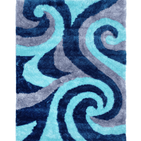 Optima Wild Side Turquoise and Blue 8x10 ft Shag Area Rug
