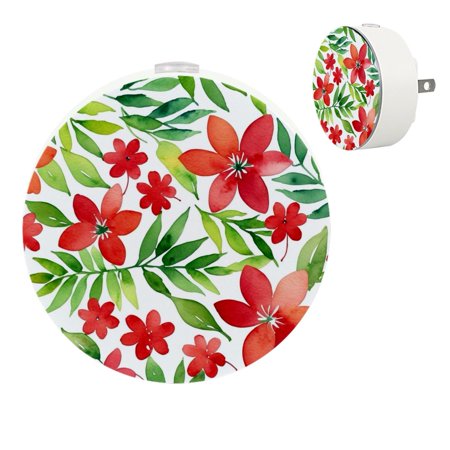 

YZUOUZY Night Light Lamps for Bedroom Small Lamps Set of 2 Red Watercolor Hibiscus