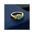 thumbnail image 3 of Gem Stone King 2.82 Ct Oval Green Malachite Yellow Citrine 18K Yellow Gold Plated Silver Ring, 3 of 4