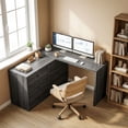 thumbnail image 2 of HOMCOM L Shaped Computer Desk with 6 Drawers Black Wood Grain, 2 of 10