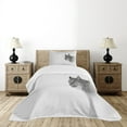 thumbnail image 4 of Ambesonne Hunting Quilted Bedspread Set 2 Pcs, Wild Lynx Norway, Twin Size, Grey White, 4 of 5