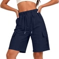 thumbnail image 5 of Kinrui Bermuda Shorts for Women Summer Quick Dry Cargo Shorts with Multi-Pockets Outdoor Drawstring Knee Length Hiking Short, 5 of 8