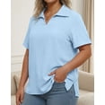 thumbnail image 7 of Oryer Womens Plus Size Tops V Neck Trendy Tunic Polo Casual Shirts Short Sleeve Womens Blouses Summer, 7 of 7