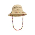 thumbnail image 4 of Tea Party Hat Easter Summer Sun Hats for Women Men Wide Brim Beach Hat Outdoor Straw Hat With Colorful Wooden Beads for Travel Gardening, 4 of 6
