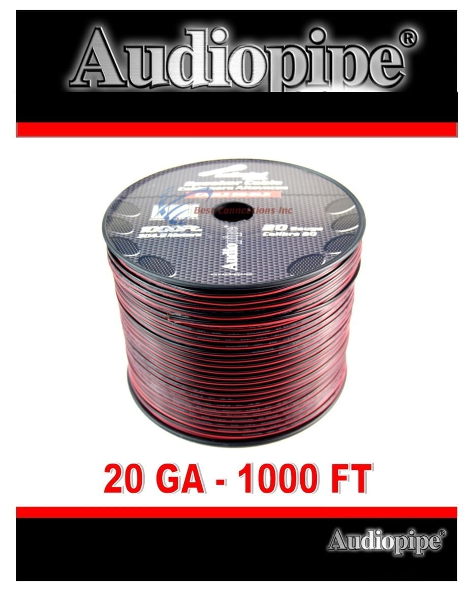 20 Gauge 1000 Feet Speaker Wire Red Black 2 Conductor Copper Clad Aluminum CCA