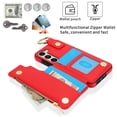 thumbnail image 4 of Back Case for Samsung Galaxy S23 Plus, Finger Ring Kickstand PU Leather Card Slots Magnetic Buckle Shockproof Drop Protective RFID Blocking Zipper Pocket Wallet Case for Galaxy S23 Plus, Red, 4 of 8