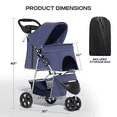 thumbnail image 2 of OSM 3-Wheel Foldable Pet Stroller, Lightweight Travel Jogger Carrier for Small & Medium Dogs & Cats up to 33lbs, with Breathable Mesh Cover, Cup Holder & Storage Basket, Navy Blue, 2 of 10
