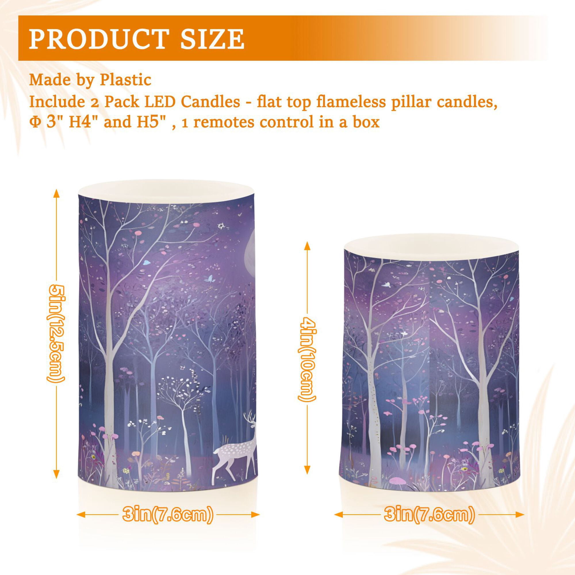Yayeee Flameless Candles with Remote Flickering Battery Operated Multi Color Changing, Purple Forest