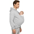 thumbnail image 2 of Hansber Men Kangaroo Hoodie for Dad and Baby Cozy Fabric Back Gear Weekend Morning Hooded Sweatshirt Grey L, 2 of 7