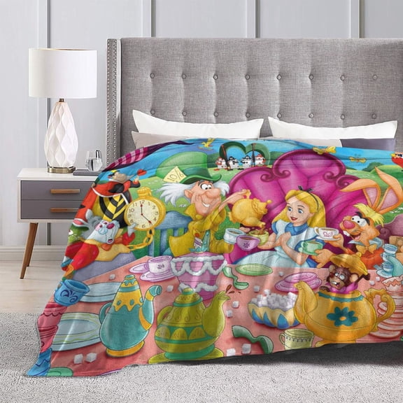 Soft Plush Throw Blanket Alice in Wonderland Fleece Blankets All Season Warm for Couch Sofa Bed Travel 50"x40"
