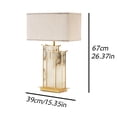 thumbnail image 2 of Lámpara de mesa de mármol Lámpara de noche de dormitorio lujosa y de moda Pantalla de tela simple Lámpara decorativa for sala de estar, 2 of 7