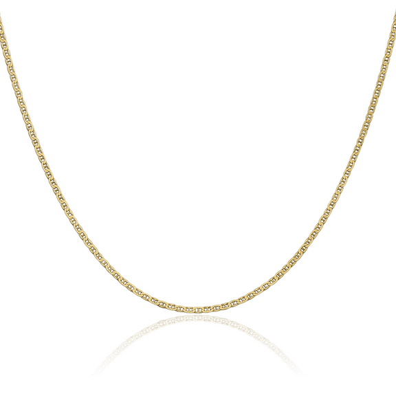 14K Solid Yellow Gold 1.5mm Anchor Mariner Link Chain Necklace