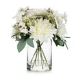 thumbnail image 2 of Enova Home Mixed Artificial Silk Dahlia Flowers in Clear Cylinder Glass Vase with Faux Water (Cream), 2 of 4