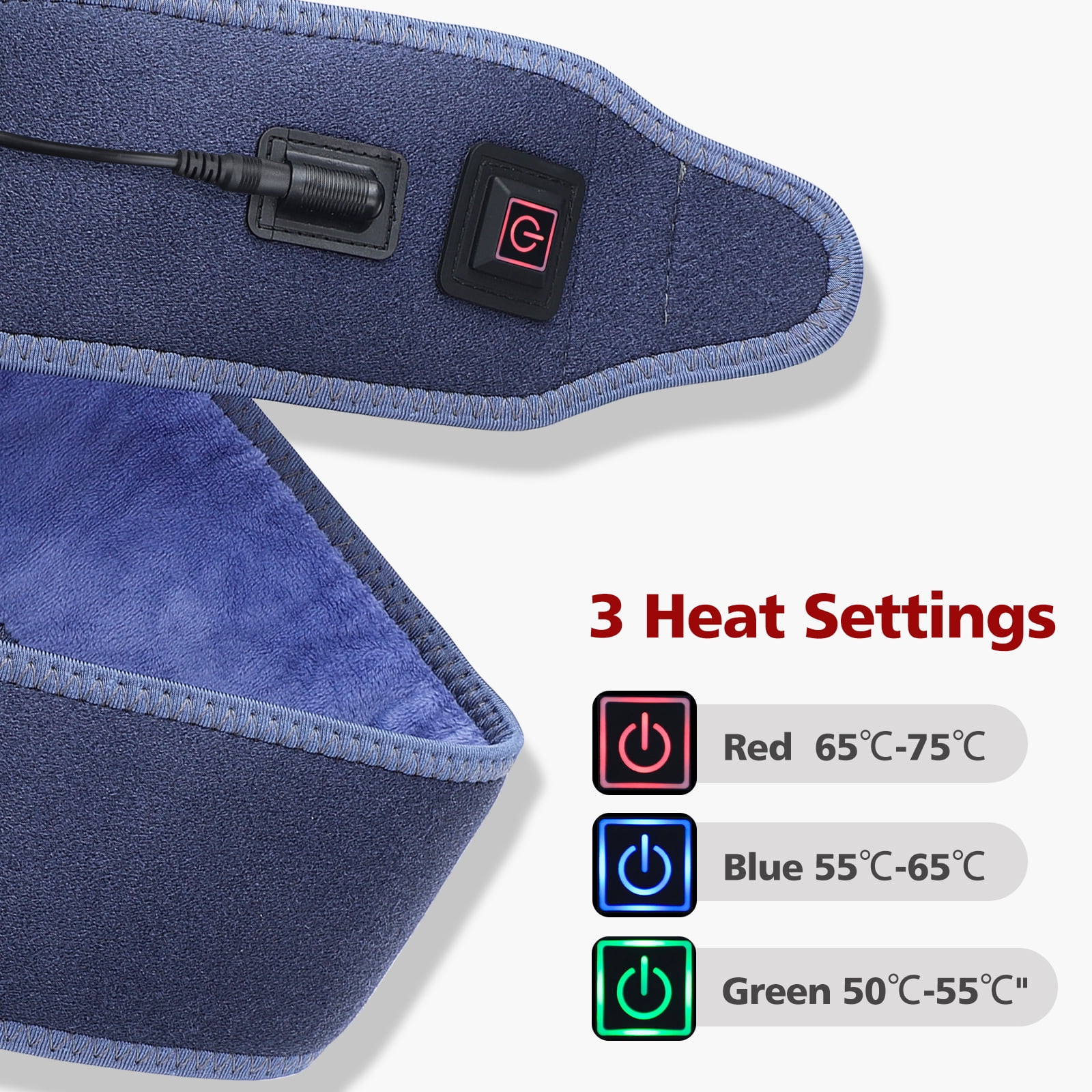 Versatile Heating Pad Wrap for Multiple Areas Multi-USE WRAP Heating Pad for Elbow, Wrist, Ankle, Body Strip Type Wrap Around Heating Pad 78" Long Charge Cord Elbow Heating Pad