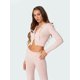 thumbnail image 5 of Conjunto de Dos Piezas de Punto para Mujer: Suéter de Larga con Cremallera, Sudadera Corta con Capucha y Pantalón Acampanado. Rosa L, 5 of 8