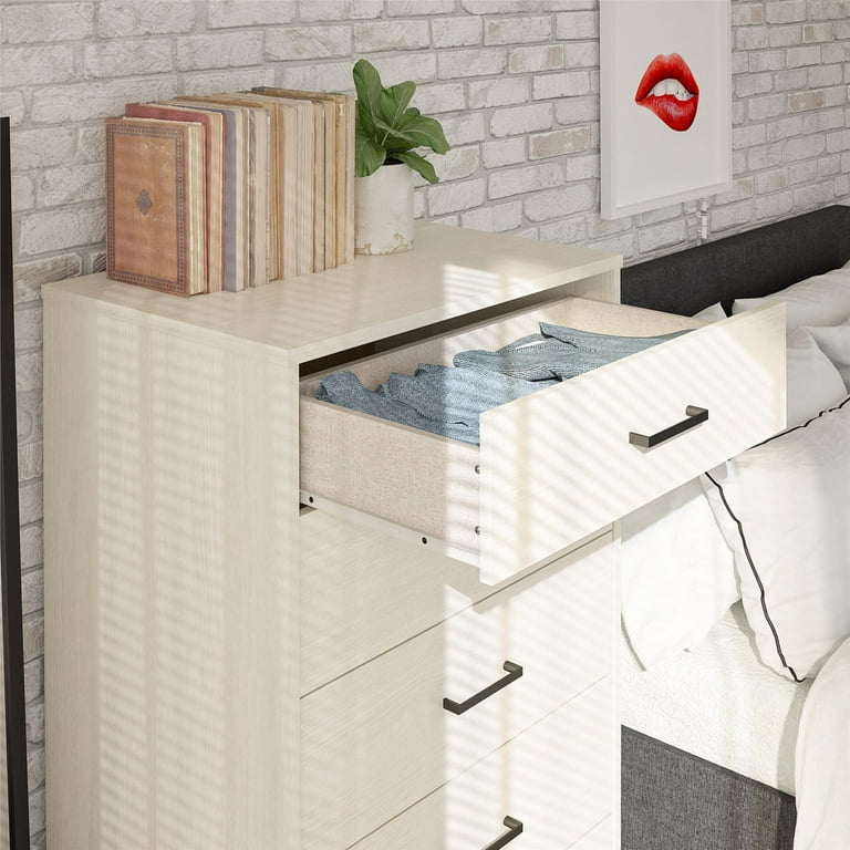 Novogratz Kelly 5 Drawer Dresser, Ivory Oak - Walmart.com
