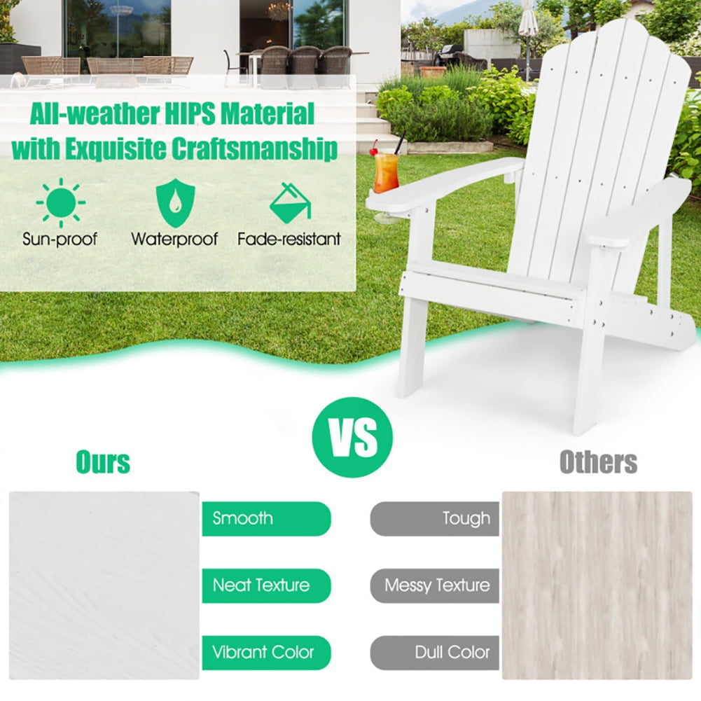 Aimee Lii Weather Resistant Outdoor Chair with Cup Holder, Outdoor Patio Furniture, White Aimee Lii Weather Resistant Outdoor Chair with Cup Holder, Outdoor Patio Furniture, White