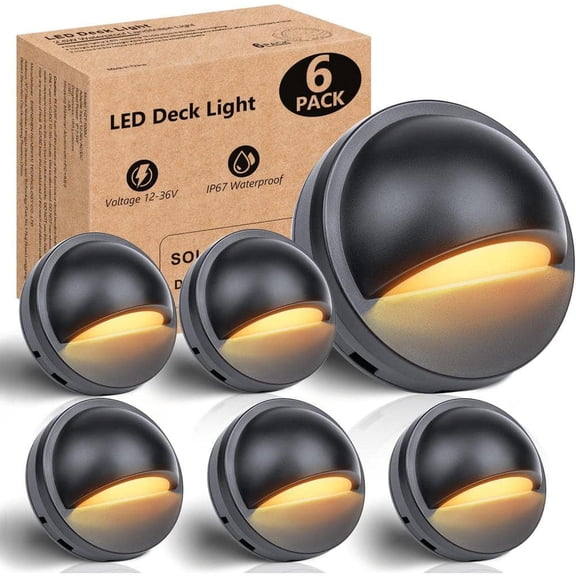 Afoxsos 6-Pack Integrated LED 12V AC/DC 4x4 Hardwired Deck Post Cap Light, Low Voltage 2. 5W IP67 2700K Warm