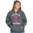 thumbnail image 4 of Stronger Than Yesterday Breast Cancer Zip Hoodie Sweatshirt Women Brisco Brands L, 4 of 6