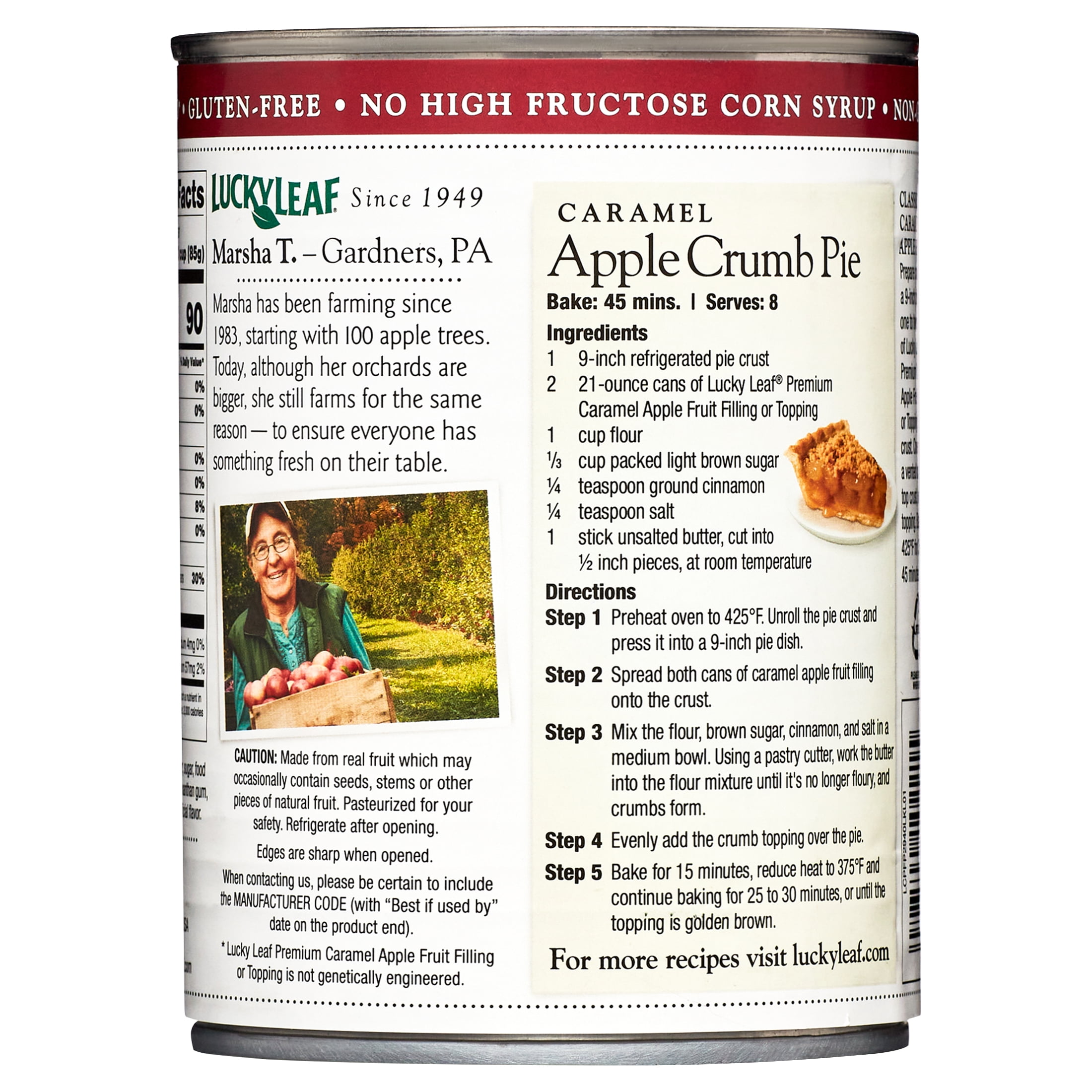 (4 pack) Lucky Leaf Premium Caramel Apple Fruit Filling 21oz Can