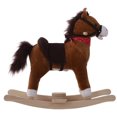 thumbnail image 4 of Plush Rocking Horse for Kids with Realistic Sounds and Red Scarf, Safe Ride on Toy for Toddlers Over 3 Years Old, Brown, 4 of 11