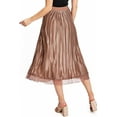 thumbnail image 3 of Melograno Women's Juniors High Rise Micro Pleat Midi Skirt (Light Peach, M), 3 of 4