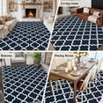 thumbnail image 6 of Navy Blue Morocco Large Area Rugs for Bedroom Living Room, Soft Non Slip Carpet Bedside Rug, Modern Farmhouse Minimalist Plaid Rectangular Floor Cover Kitchen Accent Rug 6'x9' for Dining Room/Office, 6 of 9