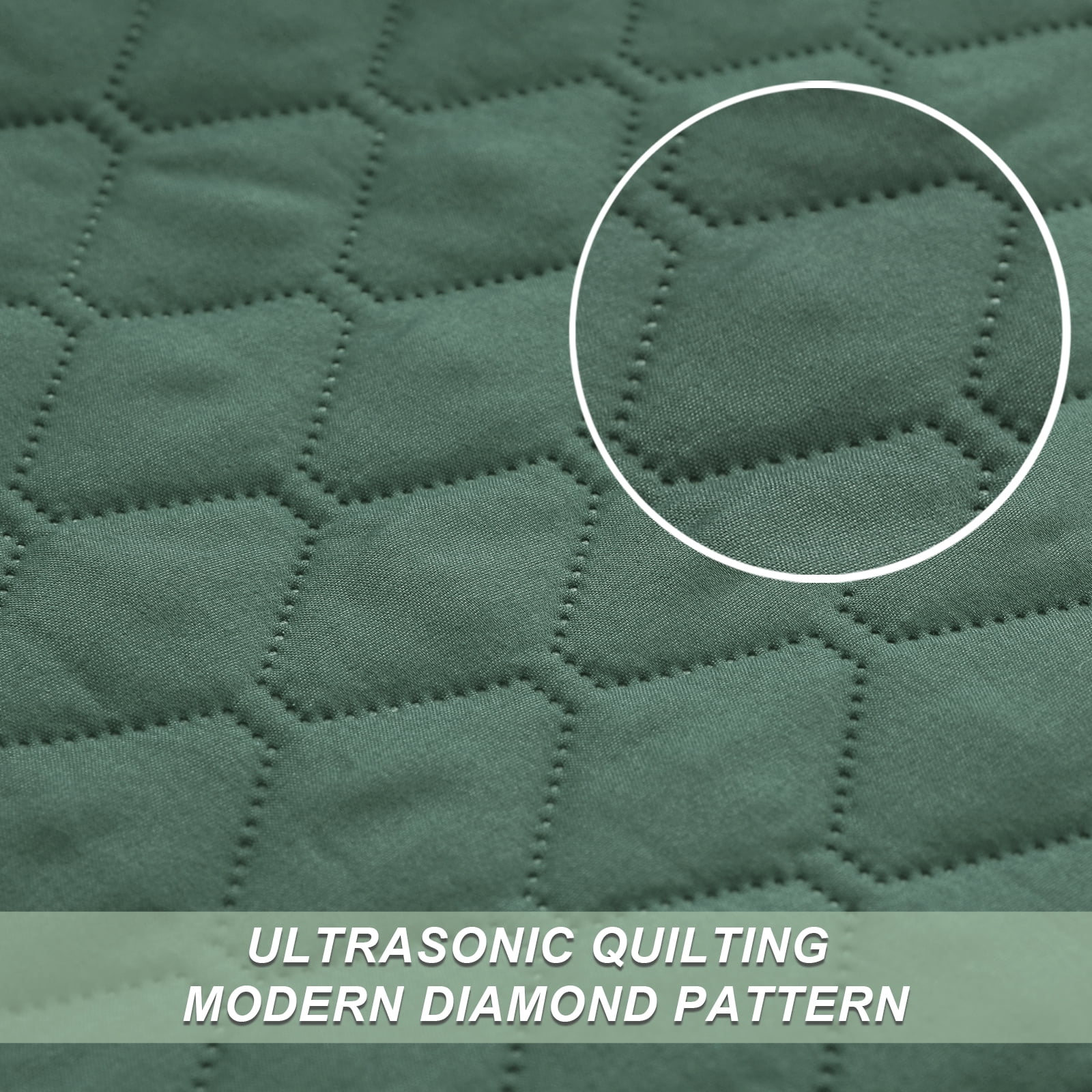 Exclusivo Mezcla King Size Quilt Set, 3-Piece Lightweight King Quilts Soft Bedspreads Bed Coverlets, Dark Green, 104"x96"
