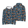 thumbnail image 6 of Bingfone Playful Foxes Forest Blues Men's Drawstring Hoodie Long Sleeve Pocket Sweatshirts-Large, 6 of 6