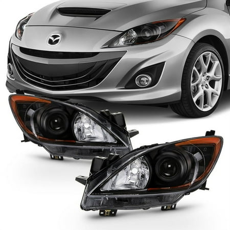 Fit 2010-2013 Mazda 3 Mazda3 Halogen BLK Headlights Light 10 11 12 13 Left+Right