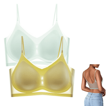 Fulorrnie Bras for Women Comfort Wirefree Supportive Seamless No Show Sport Plunge Full Coverage Bra  Yellow  M