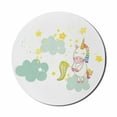 thumbnail image 1 of Unicorn Mouse Pad for Computers, Baby Mystic Unicorn Girl Sitting on Fluffy Clouds and Hunting Nursery Image Print, Round Non-Slip Thick Rubber Modern Mousepad, 8" Round, Green Yellow, by Ambesonne, 1 of 2