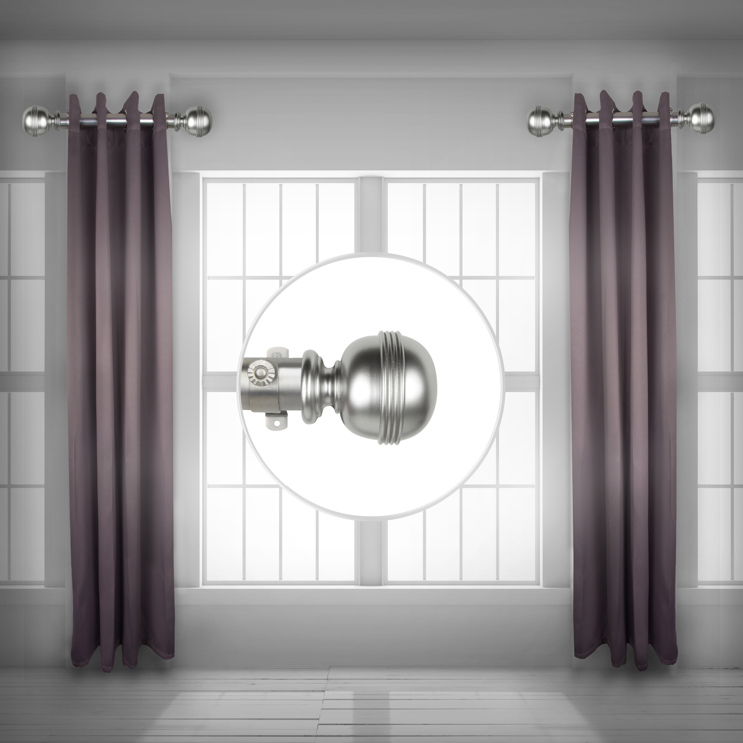 Jax 1.5" Side Curtain Rod 24 inch Long (Set of 2) - Satin Nickel