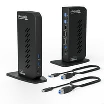 Plugable USB 3.0 and USB-C Dual 4K Display Docking Station with DisplayPort and HDMI for Windows and Mac (Dual 4K DisplayPort & HDMI, Gigabit Ethernet, Audio, 6 USB Ports) Vertical