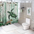 thumbnail image 7 of Chilfamy  Sea Turtle Shower Curtain, Green Ocean Jellyfish Seahorse Tropical Fish Seashell Starfish Coral Seaweed Coastal Nautical Beach Bathroom Decor, Waterproof Fabric Shower Curtain White, 7 of 7