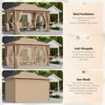 thumbnail image 4 of Summit Living 10'x13' Outdoor Patio Gazebo Heavy Duty Gazebos Canopy Shelter with Double Roofs Mosquito Netting and Privacy Screens for Outside - Beige, 4 of 9